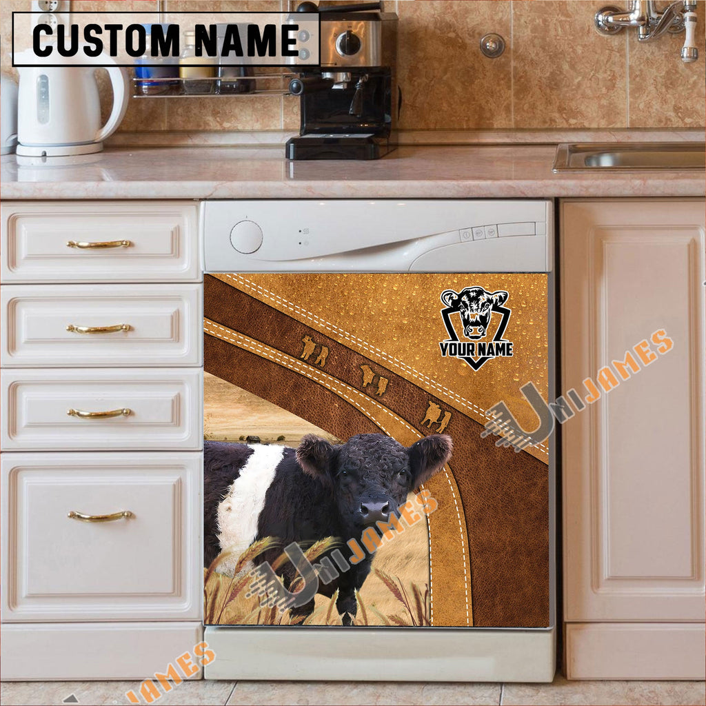 Belted Galloway Brown Custom Name Dishwasher Door Cover