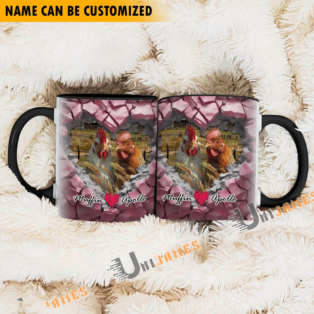 Chicken Couple Personalized Name Two Tone Mug