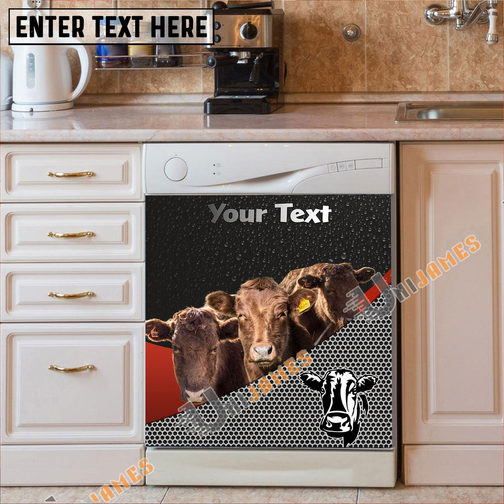 Dexter Cattle Metal Pattern Custom Name Dishwasher Door Cover