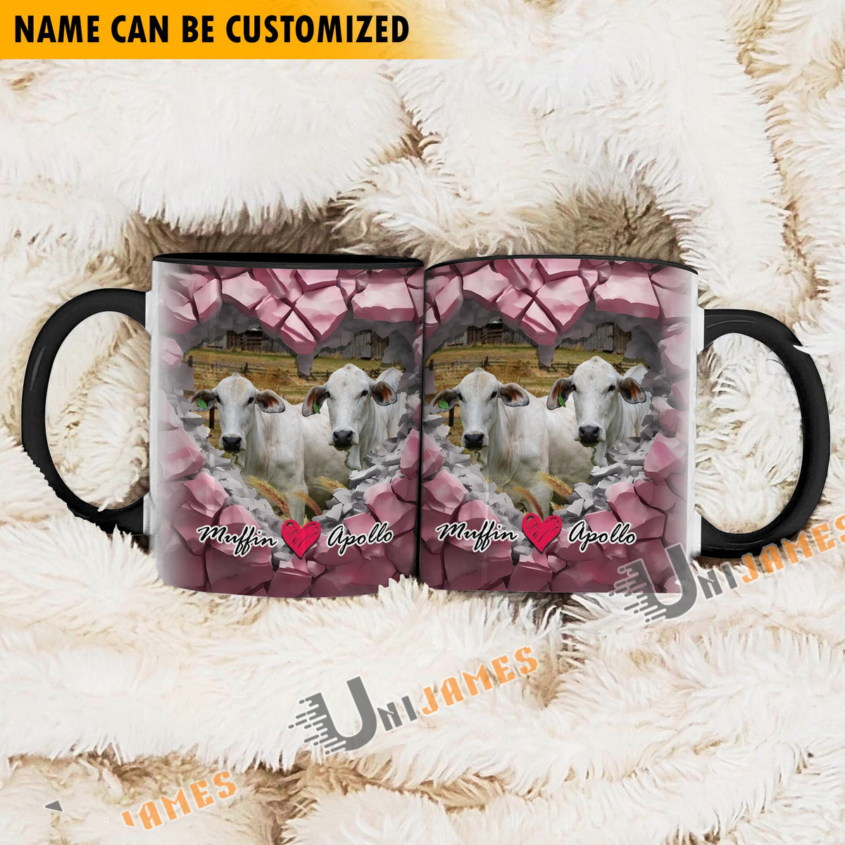 Brahman Couple Personalized Name Two Tone Mug
