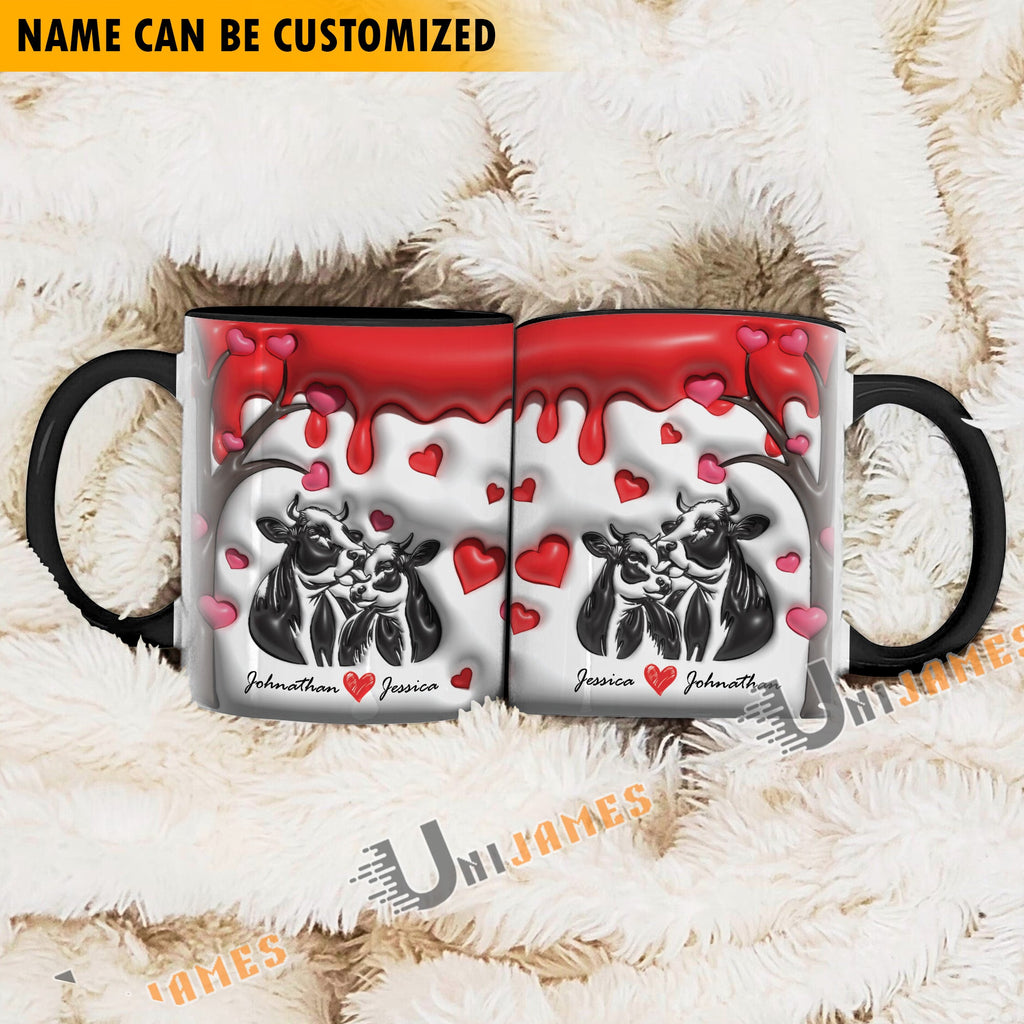 Sweet Holstein Couple Personalized Name Two Tone Mug