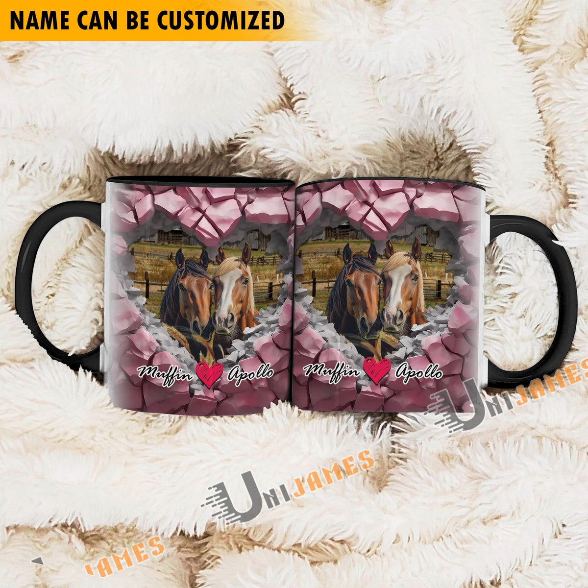 Horse Couple Personalized Name Two Tone Mug