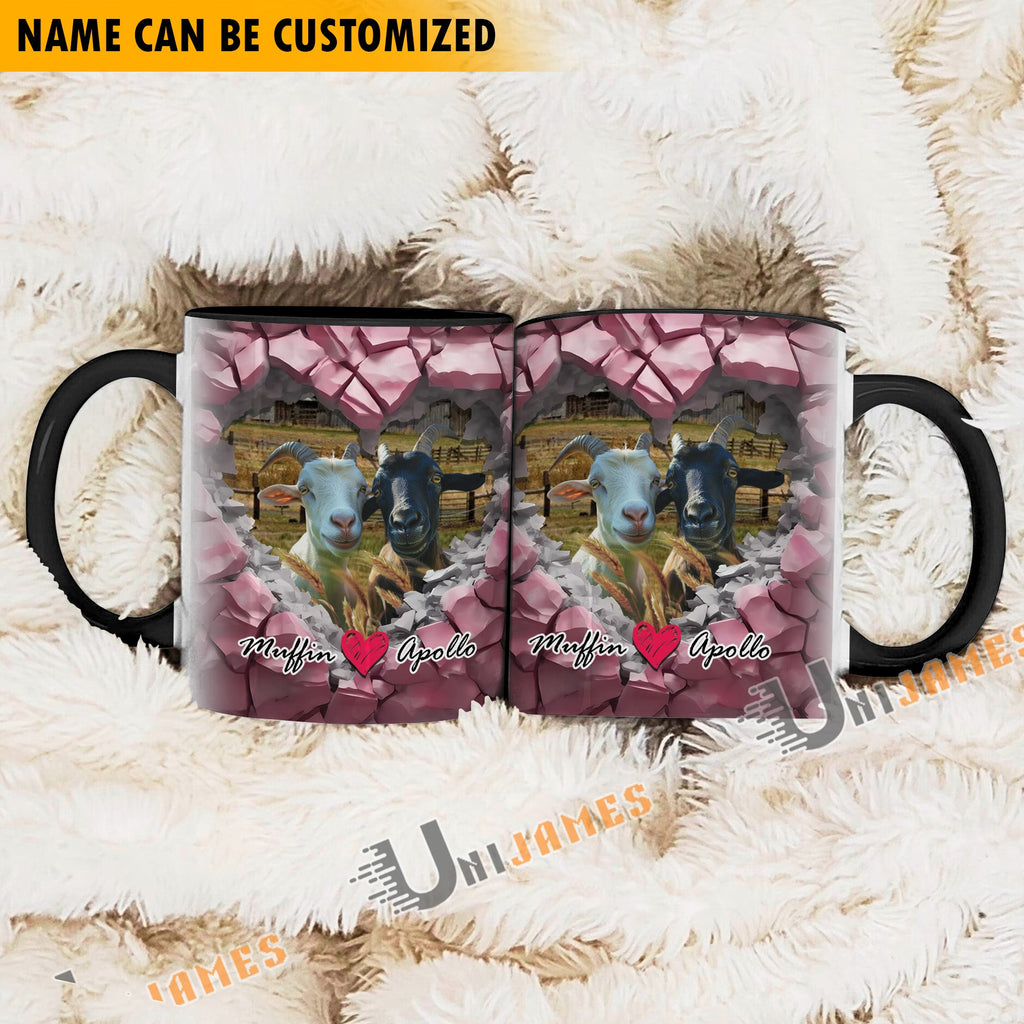 Goat Couple Personalized Name Two Tone Mug