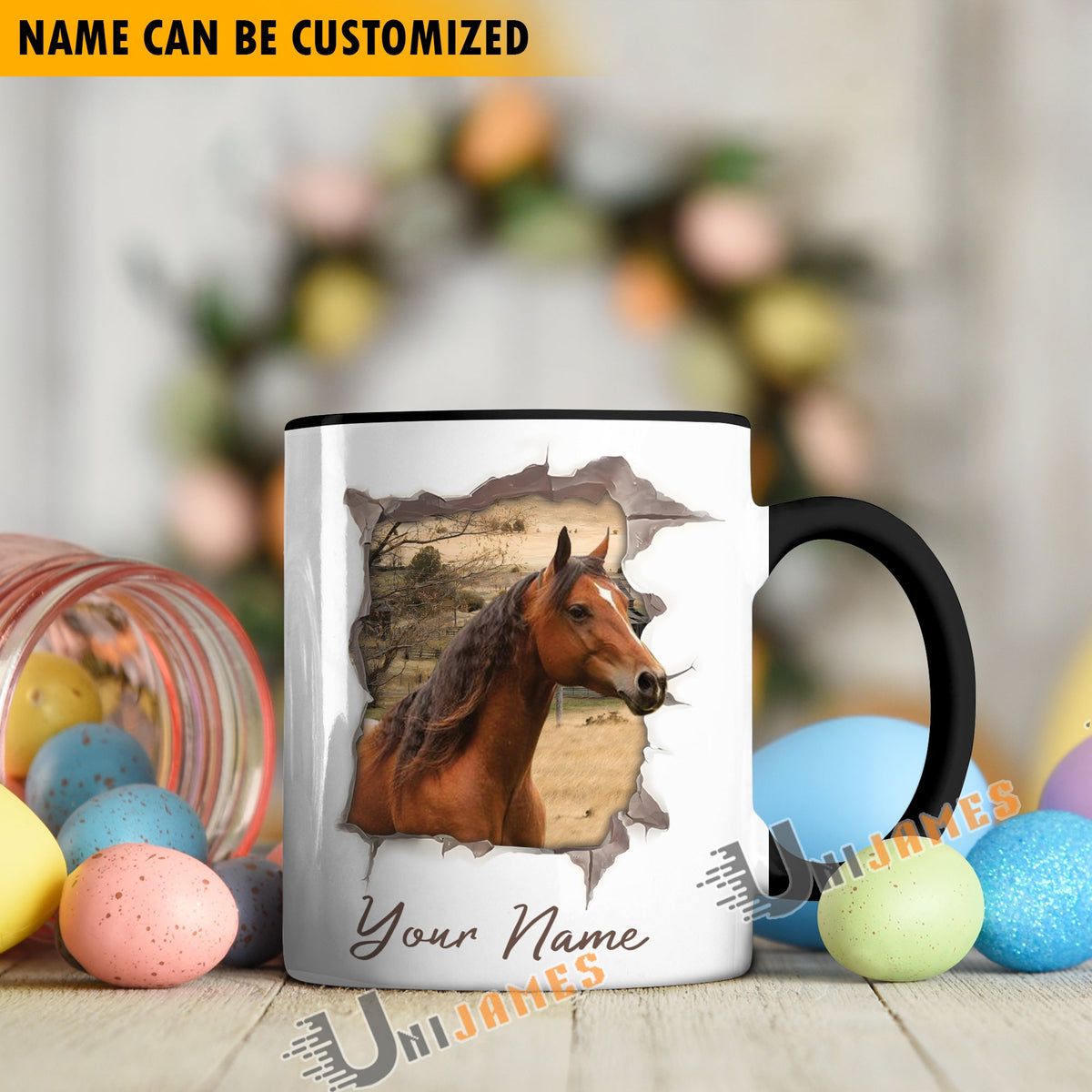 Horse Funny Personalized Name Two Tone Mug