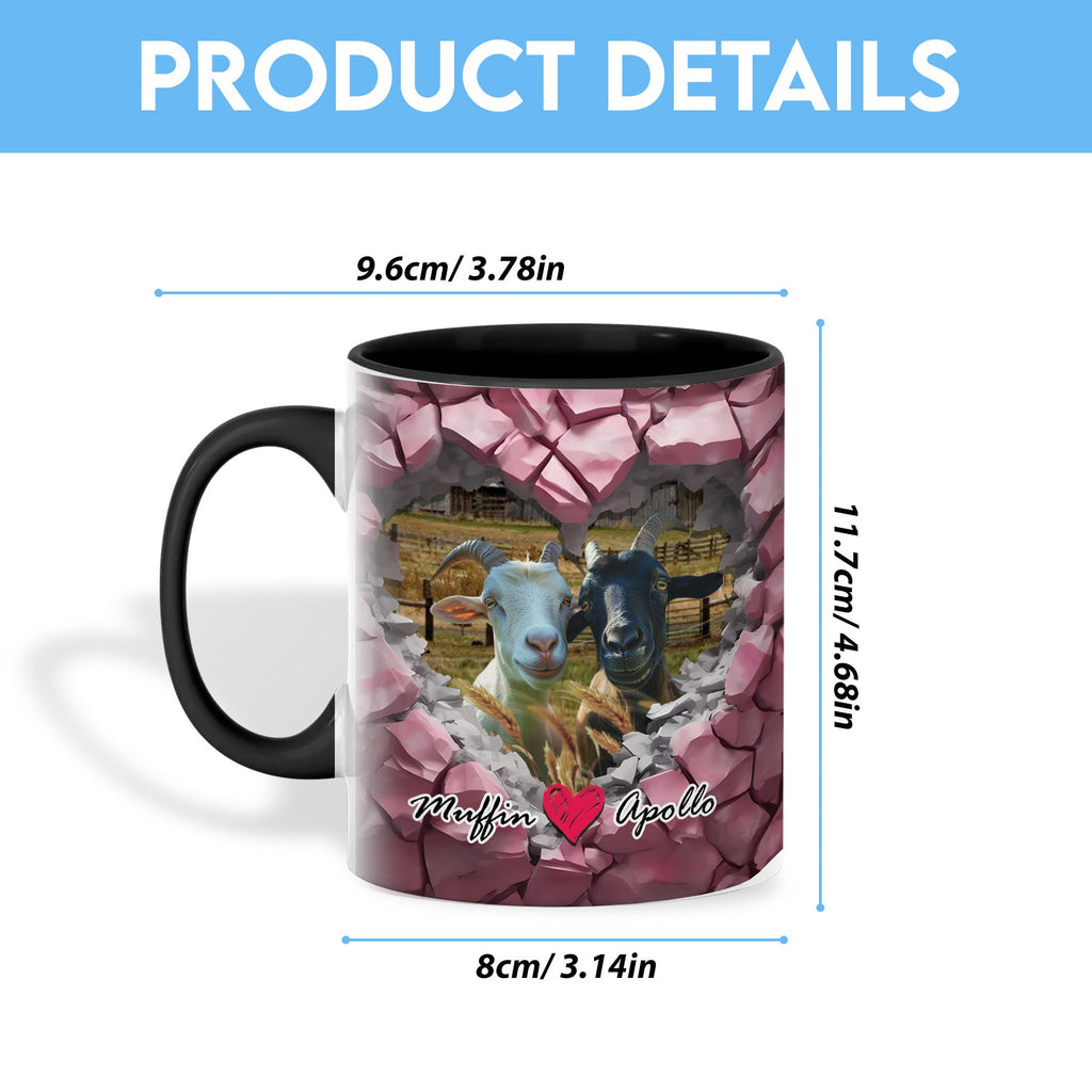 Goat Couple Personalized Name Two Tone Mug