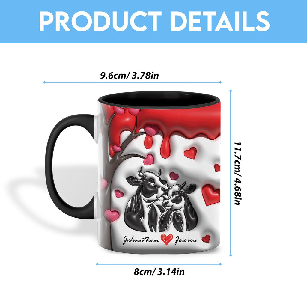 Sweet Holstein Couple Personalized Name Two Tone Mug