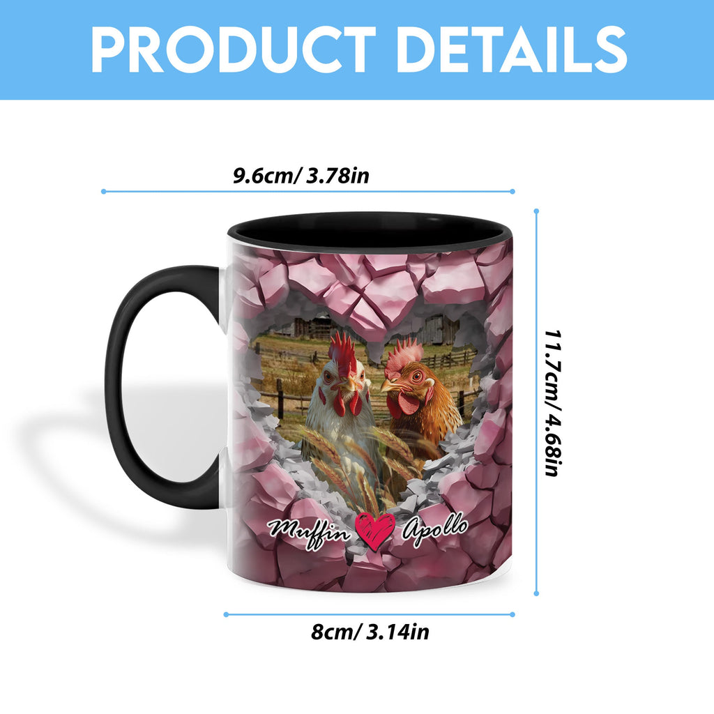 Chicken Couple Personalized Name Two Tone Mug