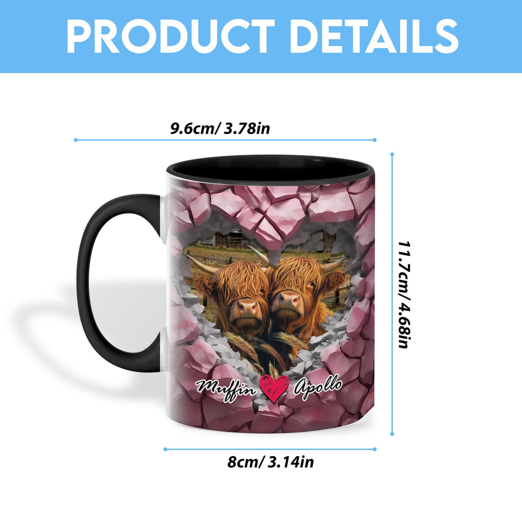 Highland Couple Personalized Name Two Tone Mug