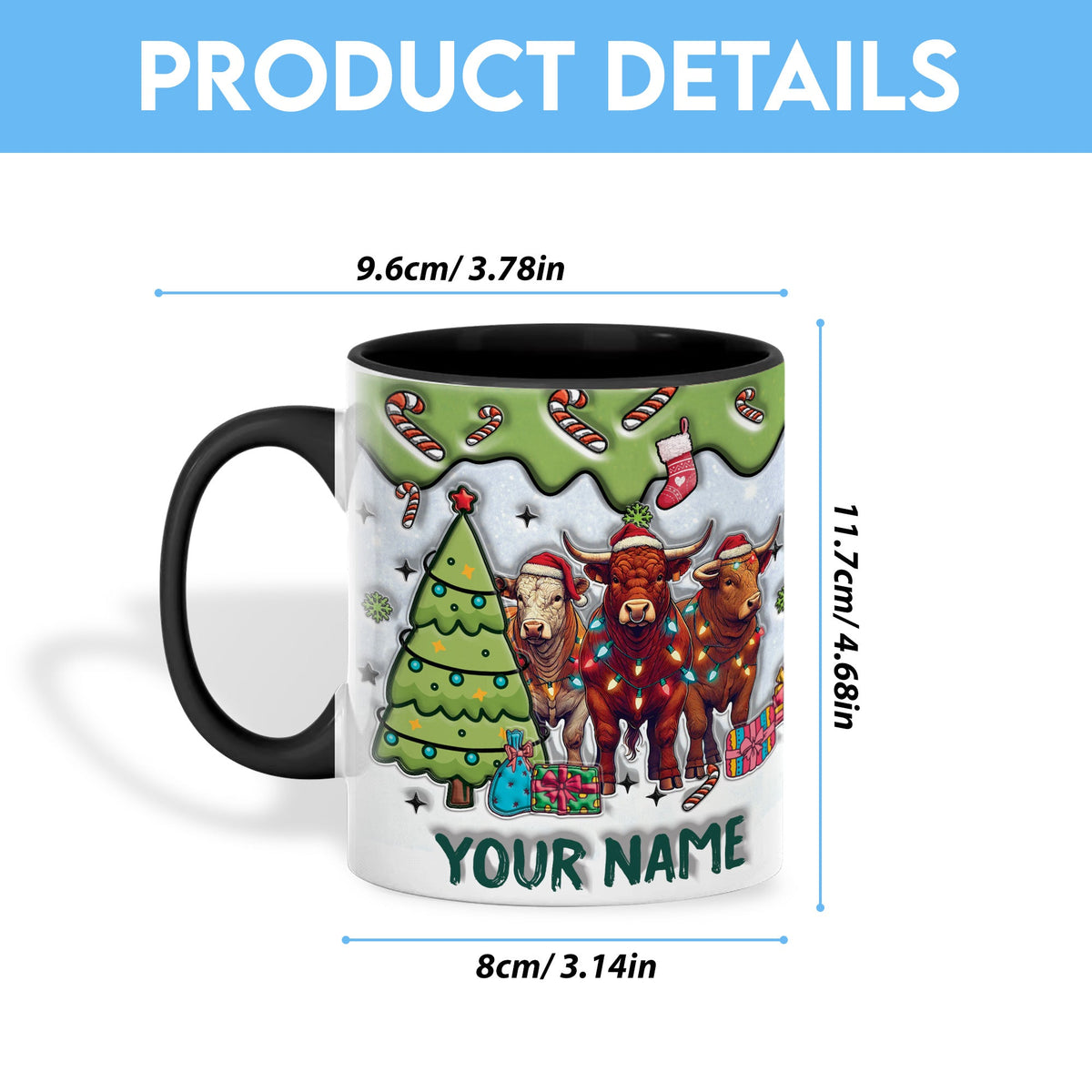 Beefmaster Christmas Personalized Name Two Tone Mug