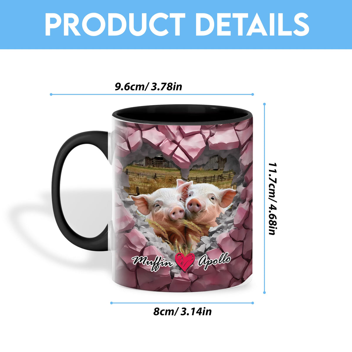 Pig Couple Personalized Name Two Tone Mug