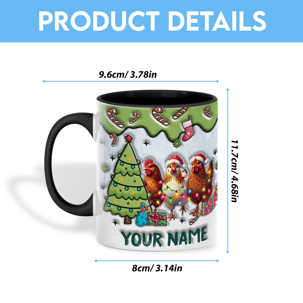Chicken Christmas Personalized Name Two Tone Mug