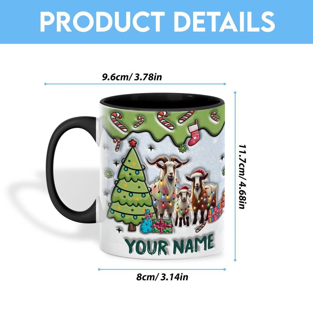 Goat Christmas Personalized Name Two Tone Mug