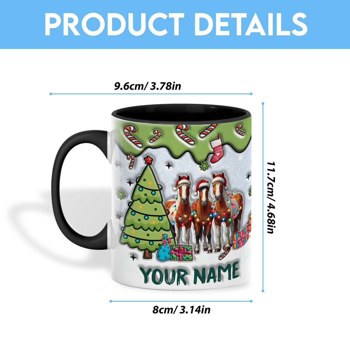 Horse Christmas Personalized Name Two Tone Mug