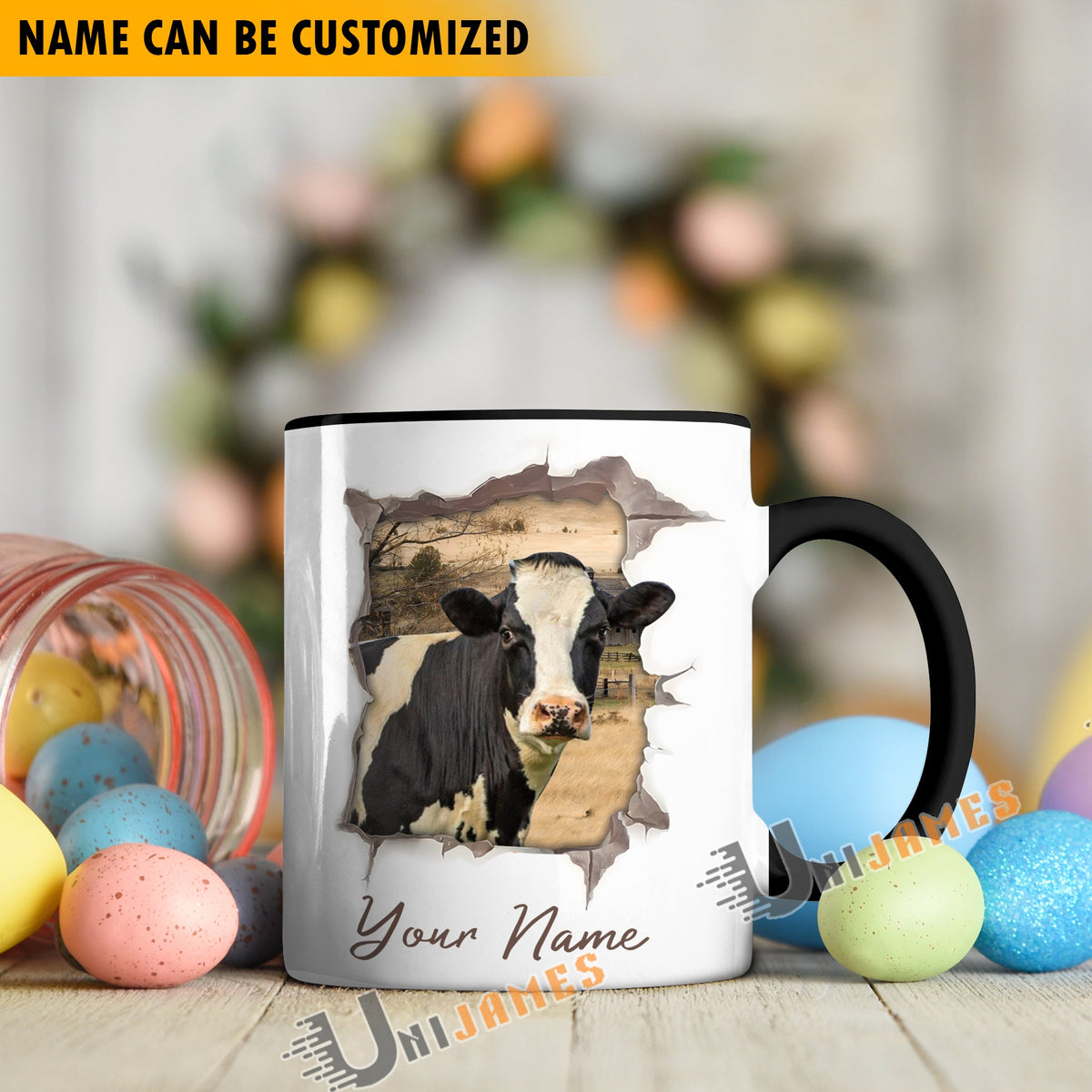 Holstein Funny Personalized Name Two Tone Mug