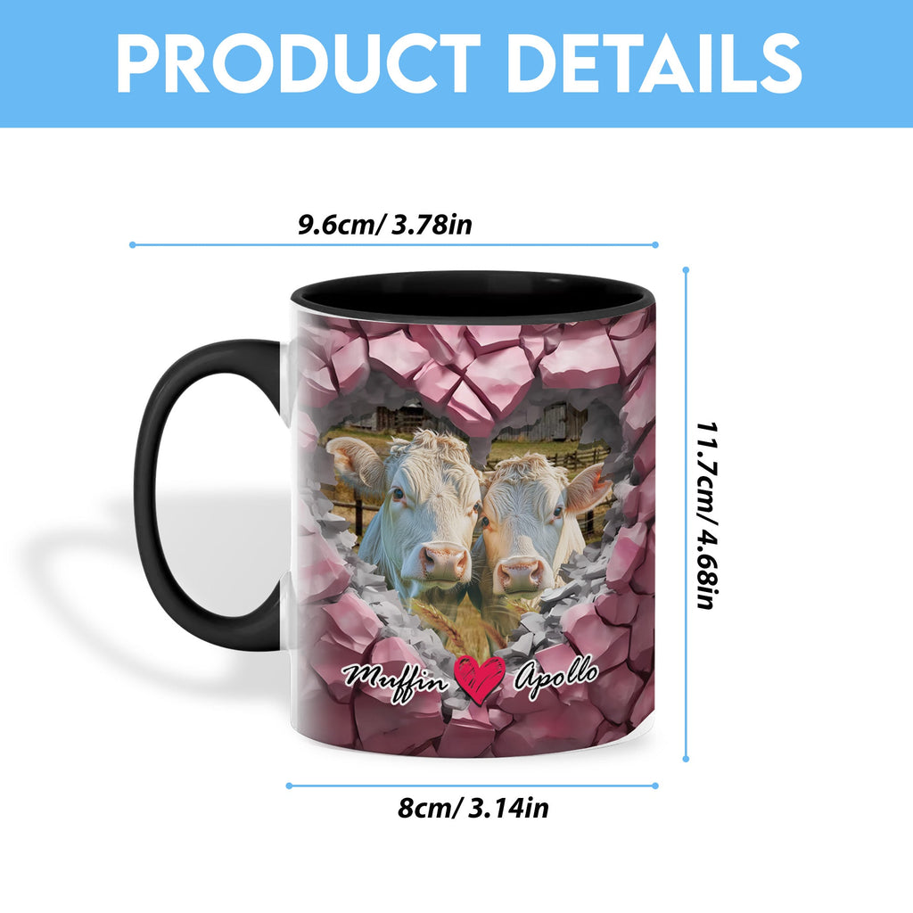 Charolais Couple Personalized Name Two Tone Mug