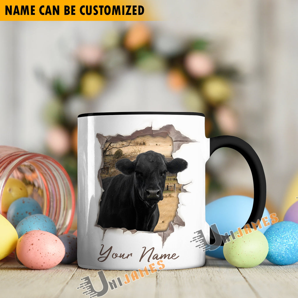 Black Angus Funny Personalized Name Two Tone Mug