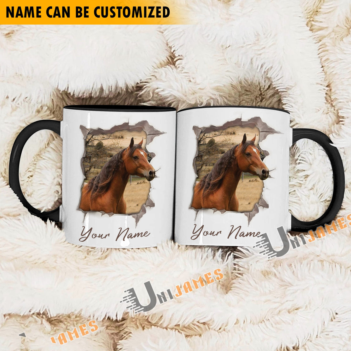 Horse Funny Personalized Name Two Tone Mug