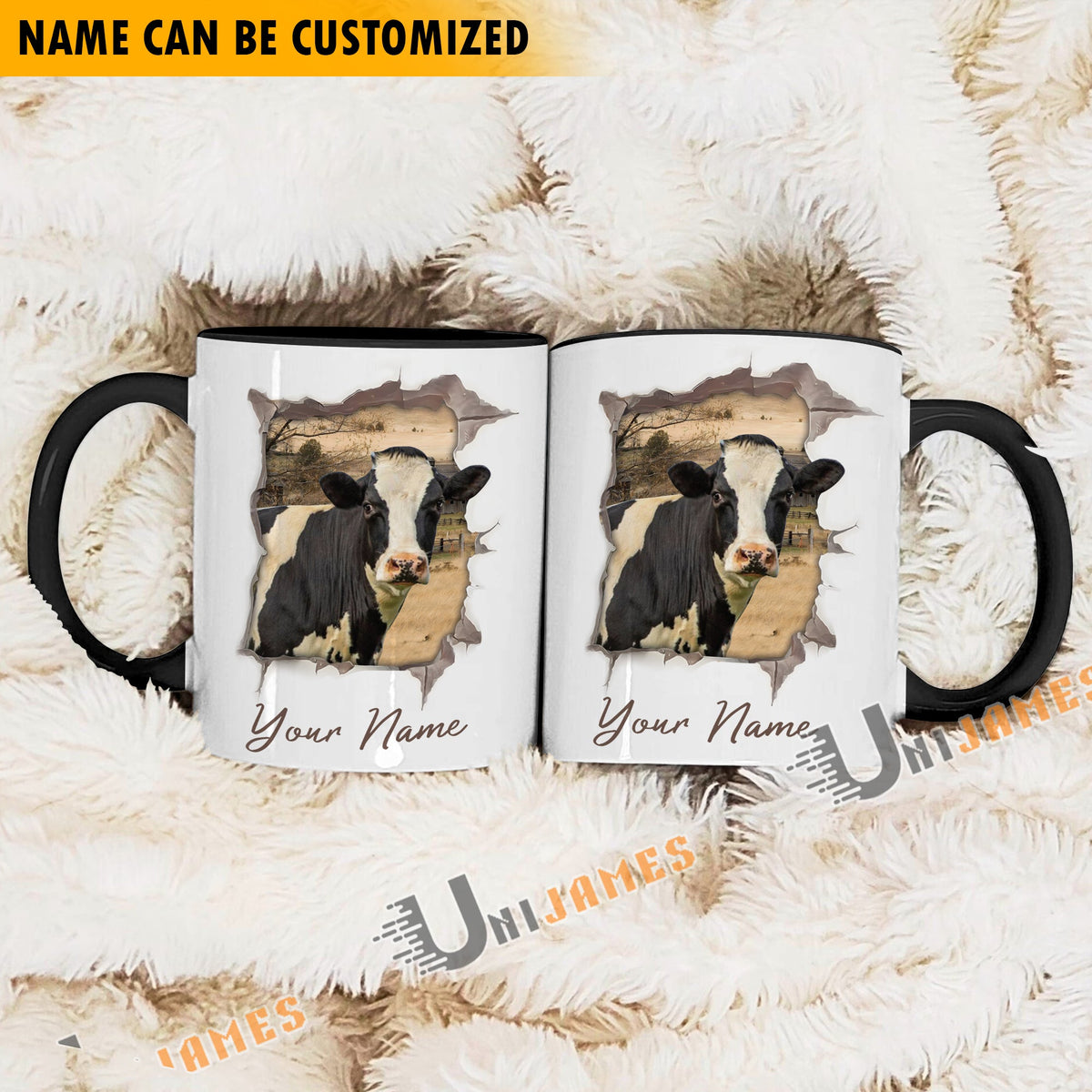 Holstein Funny Personalized Name Two Tone Mug