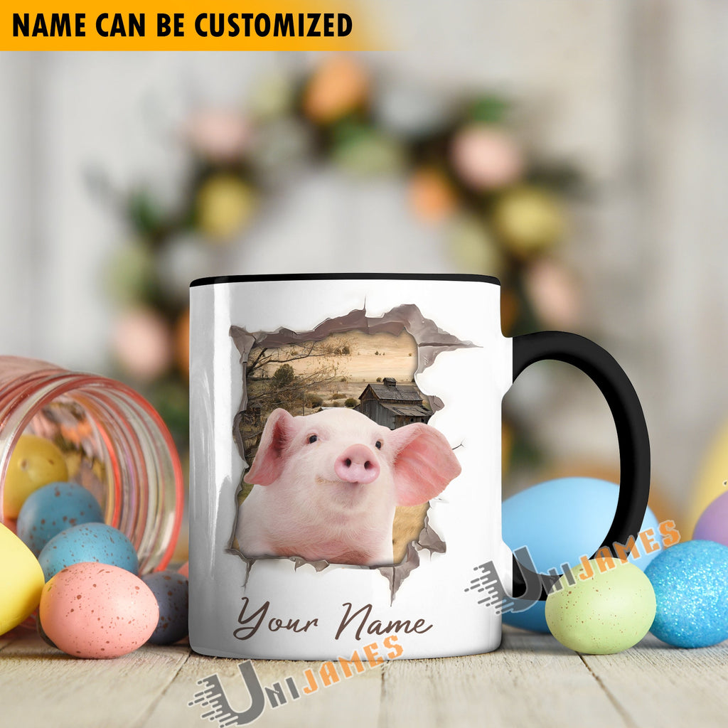 Pig Funny Personalized Name Two Tone Mug