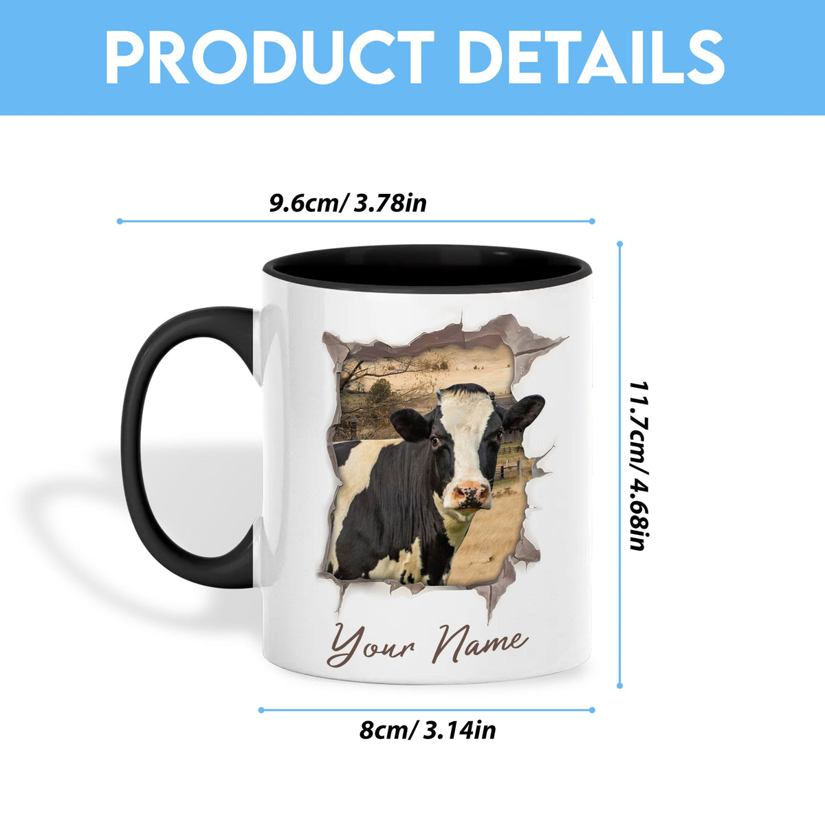 Holstein Funny Personalized Name Two Tone Mug
