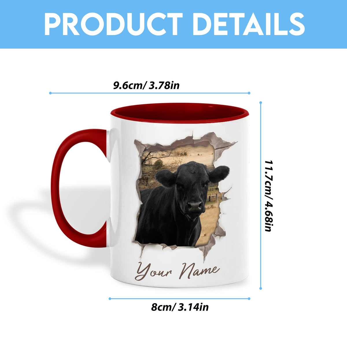 Black Angus Funny Personalized Name Two Tone Mug