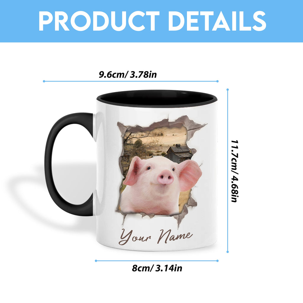 Pig Funny Personalized Name Two Tone Mug