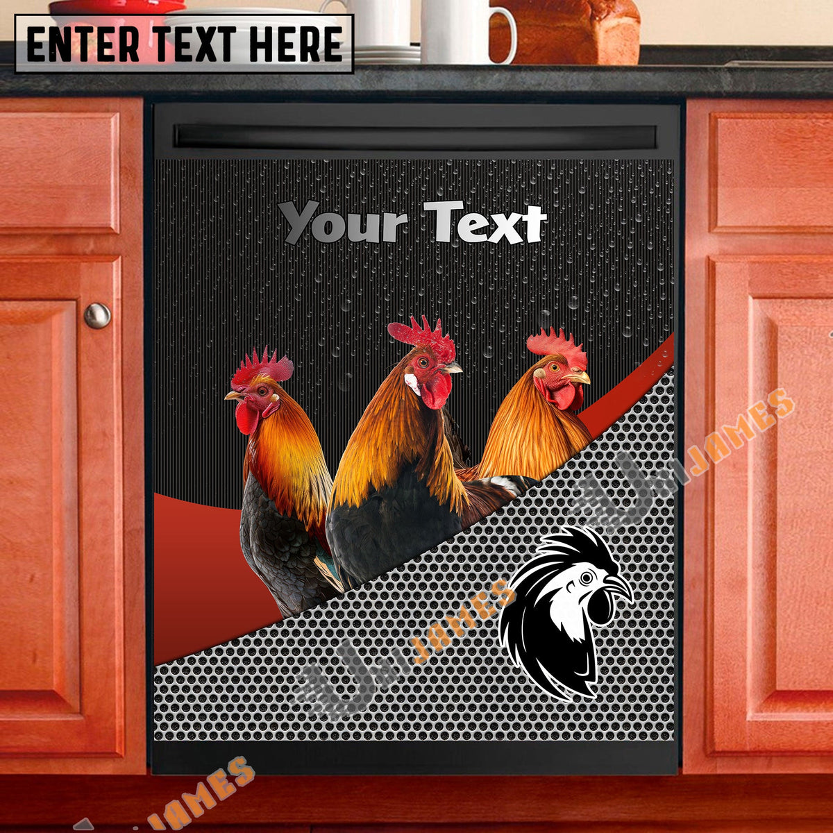 Chicken Cattle Metal Pattern Custom Name Dishwasher Door Cover
