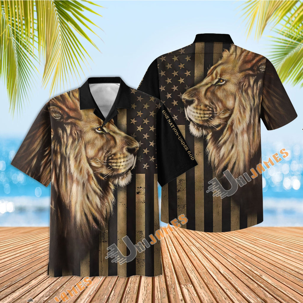 Lion American Flag Hawaiian Shirt - Christian Hawaiin Shirt For Men & Women