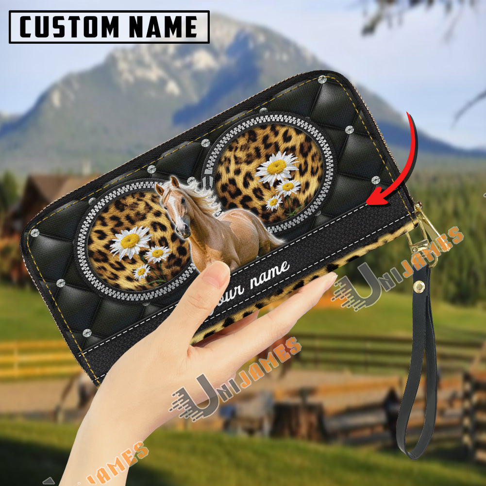 Palomino Leather Heart Pattern Custom Name 3D Leather Clutch