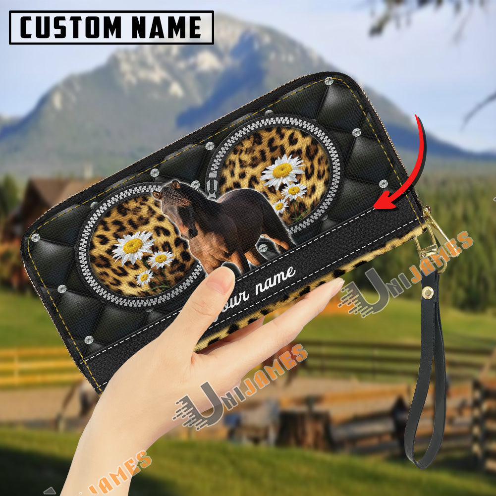 Morgan Leather Heart Pattern Custom Name 3D Leather Clutch