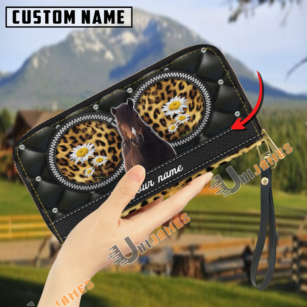 Hackney Leather Heart Pattern Custom Name 3D Leather Clutch