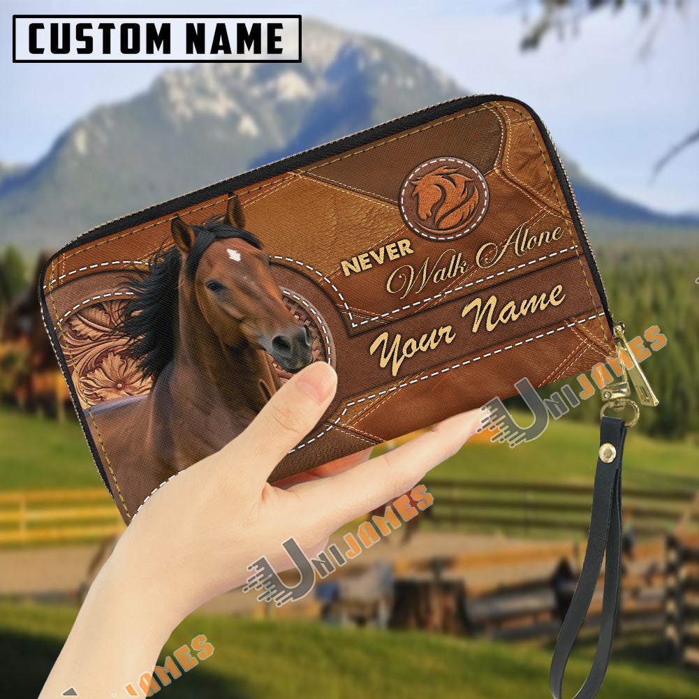 Morgan Never Walk Alone Custom Name 3D Leather Clutch