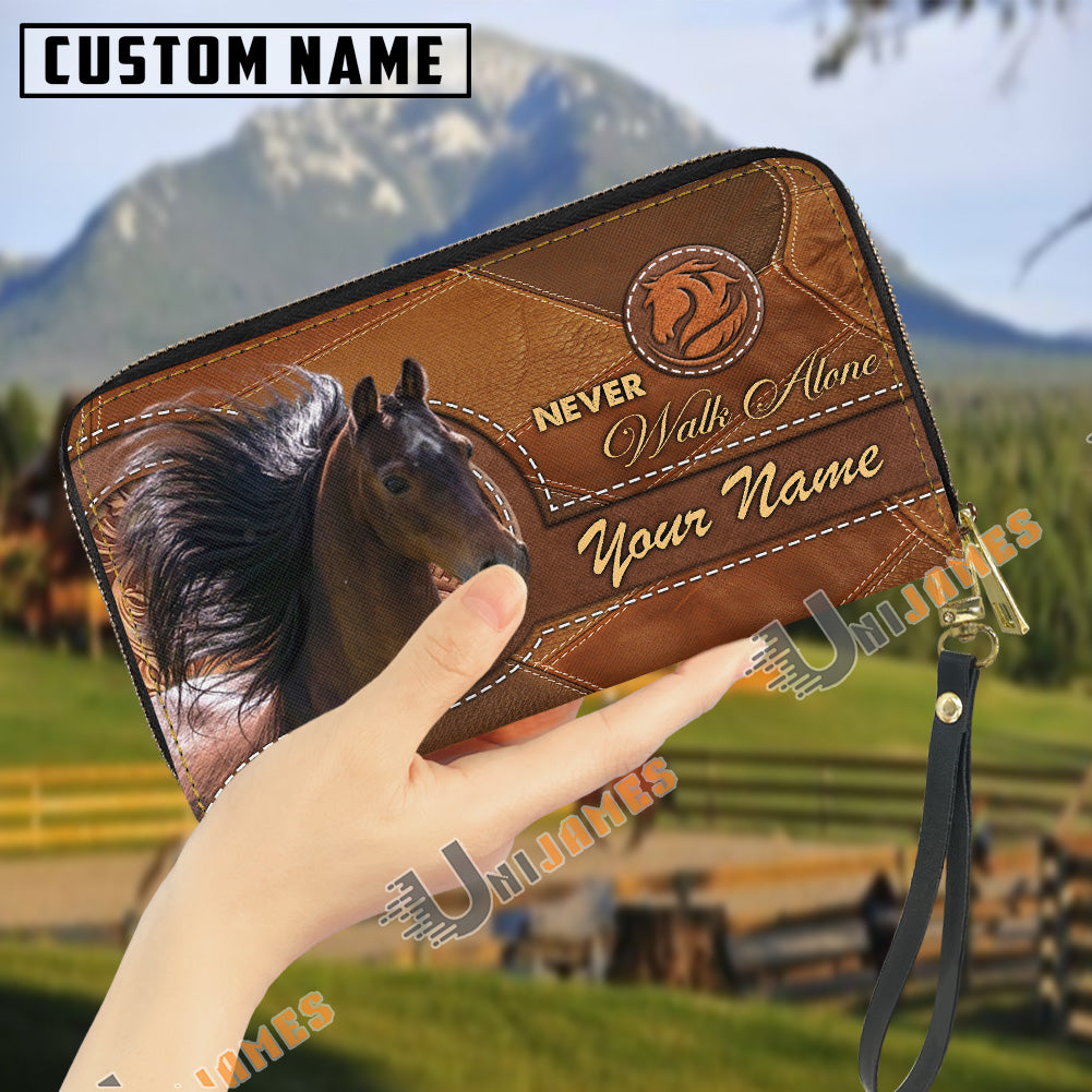 Hackney Never Walk Alone Custom Name 3D Leather Clutch