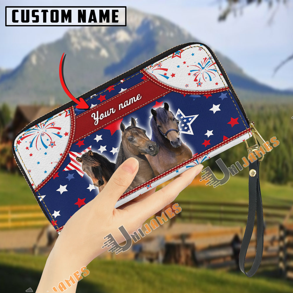 Morgan America Lover Custom Name 3D Leather Clutch