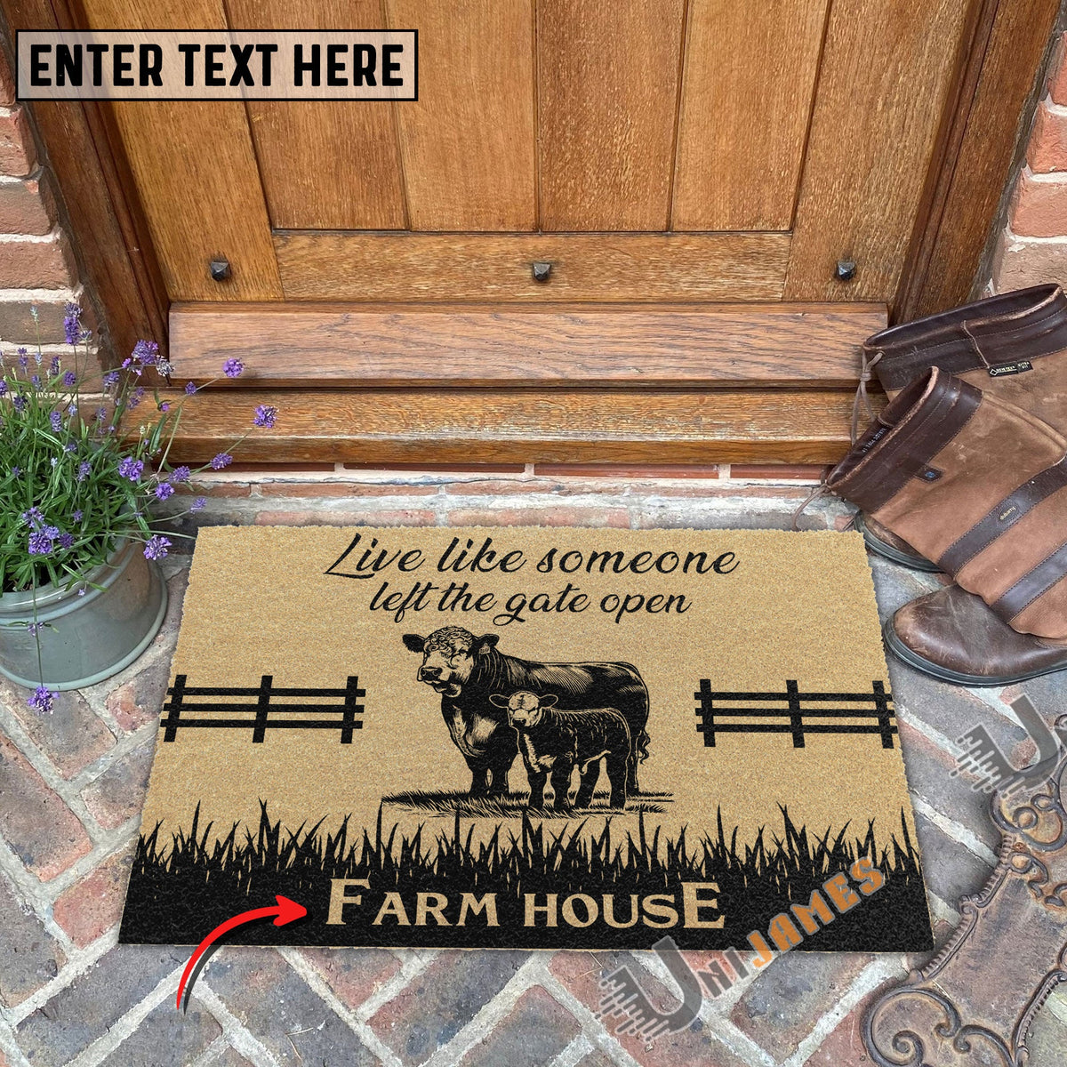 Hereford Custom Farm Name Live Like Someone Left The Gate Open Coir Doormat