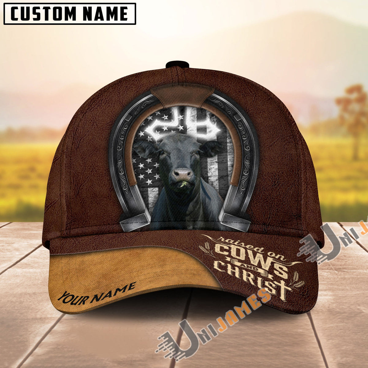 Personalized Raised on Cows & Christ Christian Ranch Cap