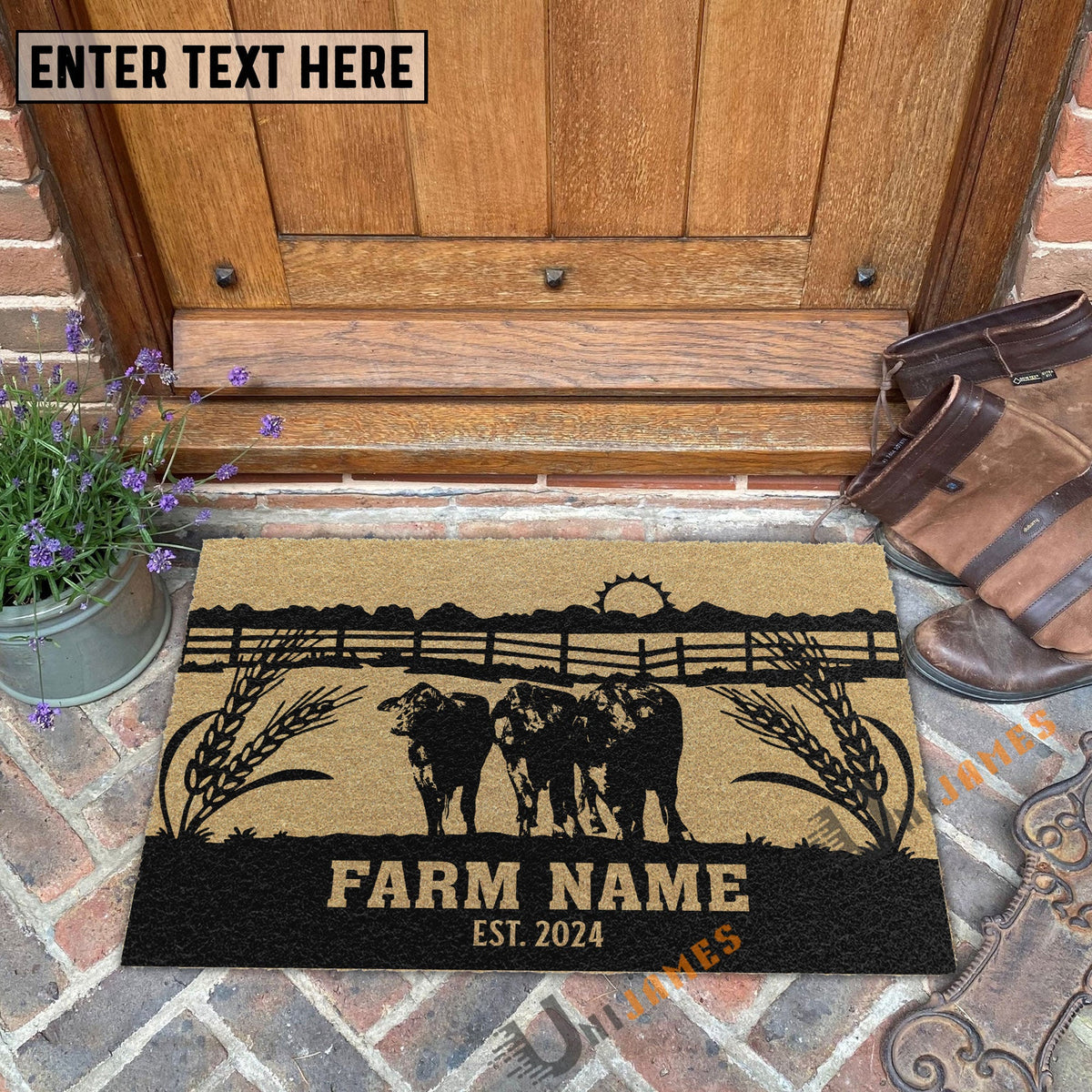 Droughtmaster Sunshine Field Custom Farm Name Custom Year Coir Doormat