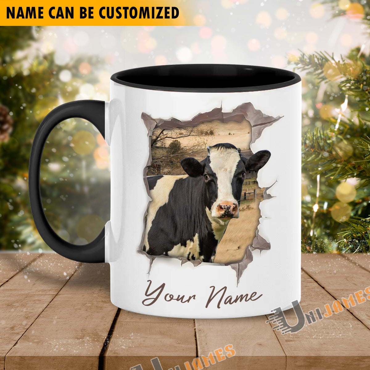 Holstein Funny Personalized Name Two Tone Mug