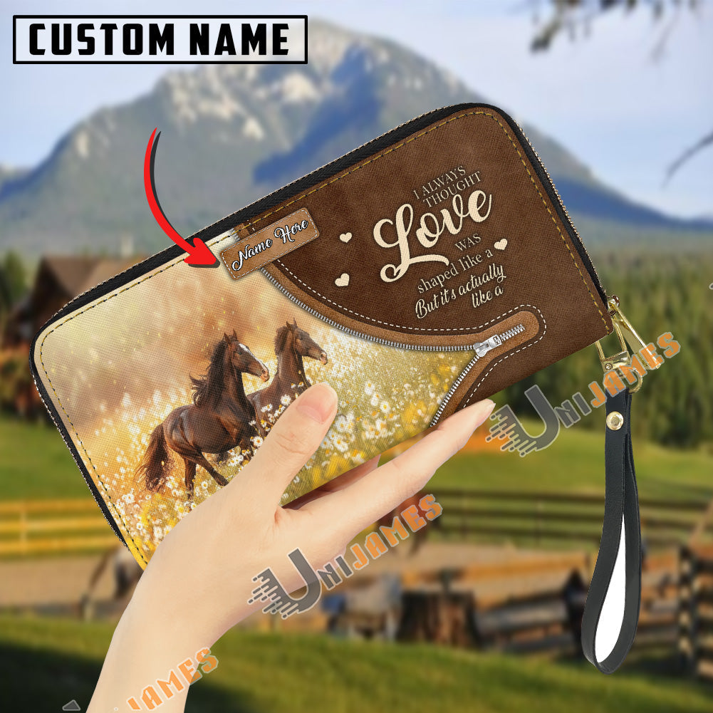 Horses I Always Thought Love Personalized Leather Clutch
