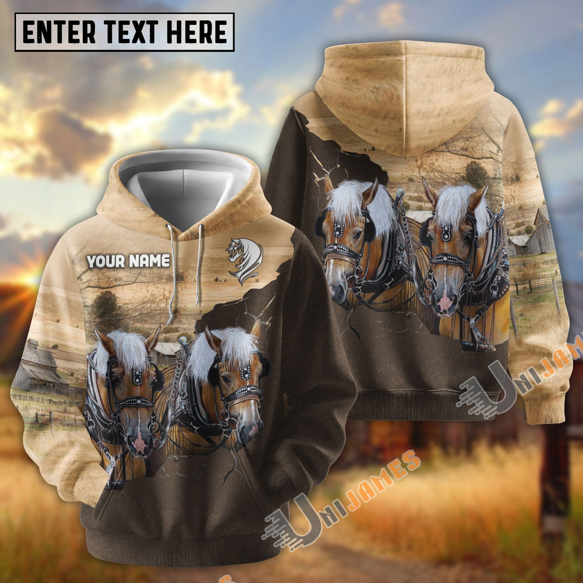 Horse Farm Land Personalized Name Hoodie