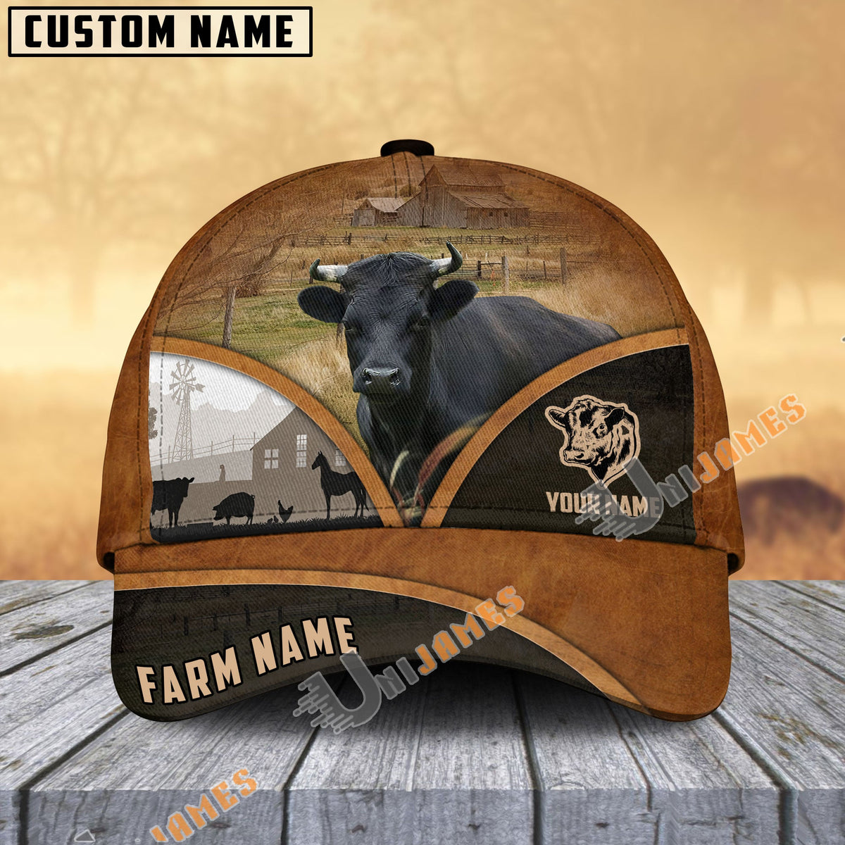 Dexter Farm Country Customized Name Brown Leather Pattern Cap