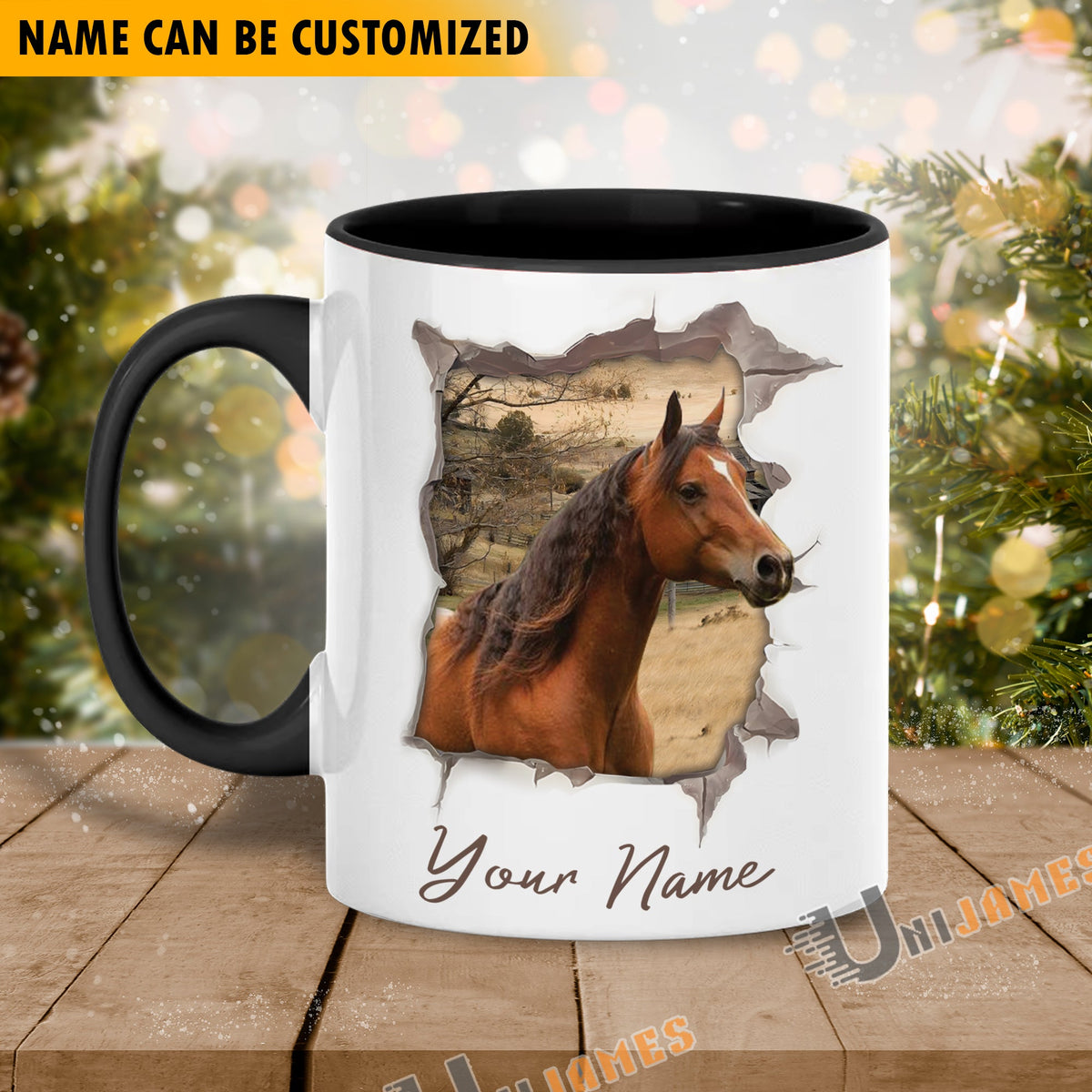 Horse Funny Personalized Name Two Tone Mug