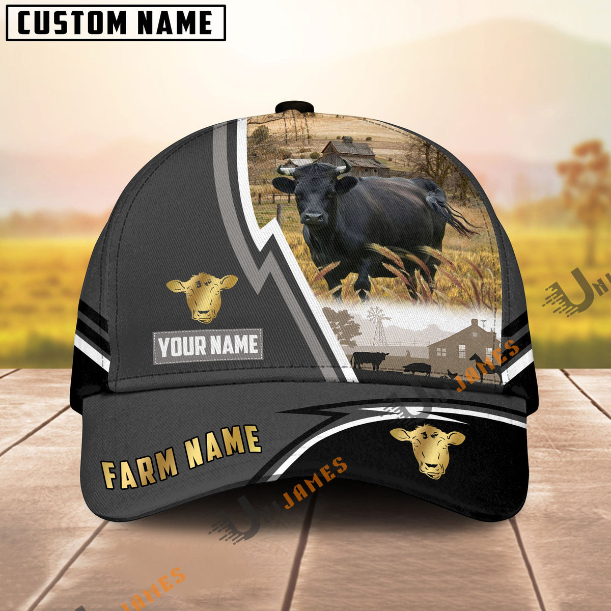 Dexter Black White Country Customized Name Brown Leather Pattern Cap