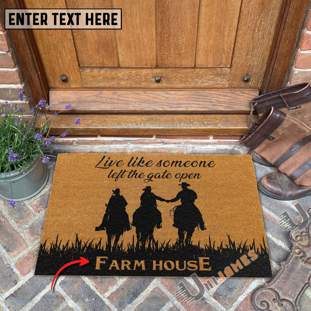 Horse Custom Farm Name Live Like Someone Left The Gate Open Coir Doormat For Rodansan