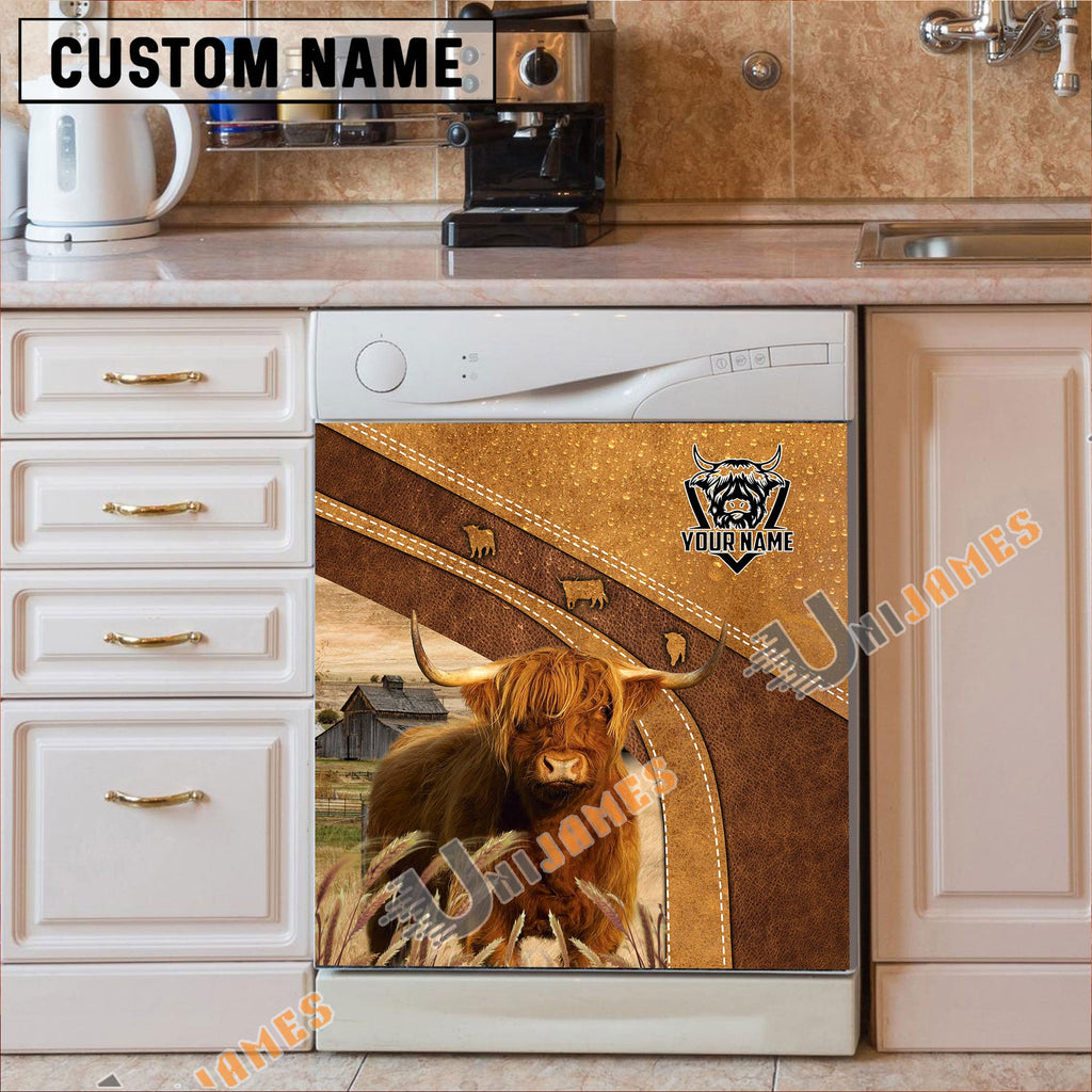 Highland Brown Custom Name Dishwasher Door Cover