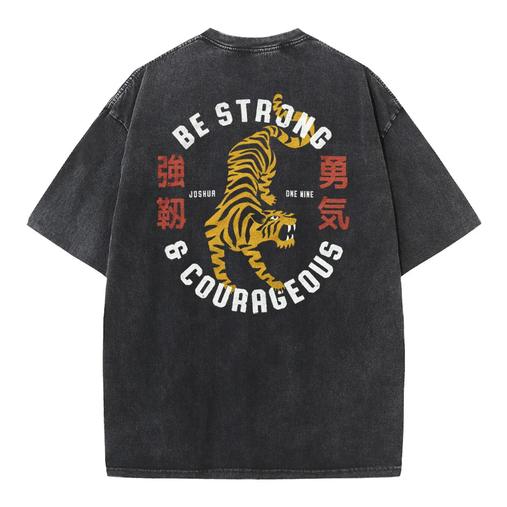 Be Strong And Courageous Christian Washed T-Shirt Sale - GuidingCross