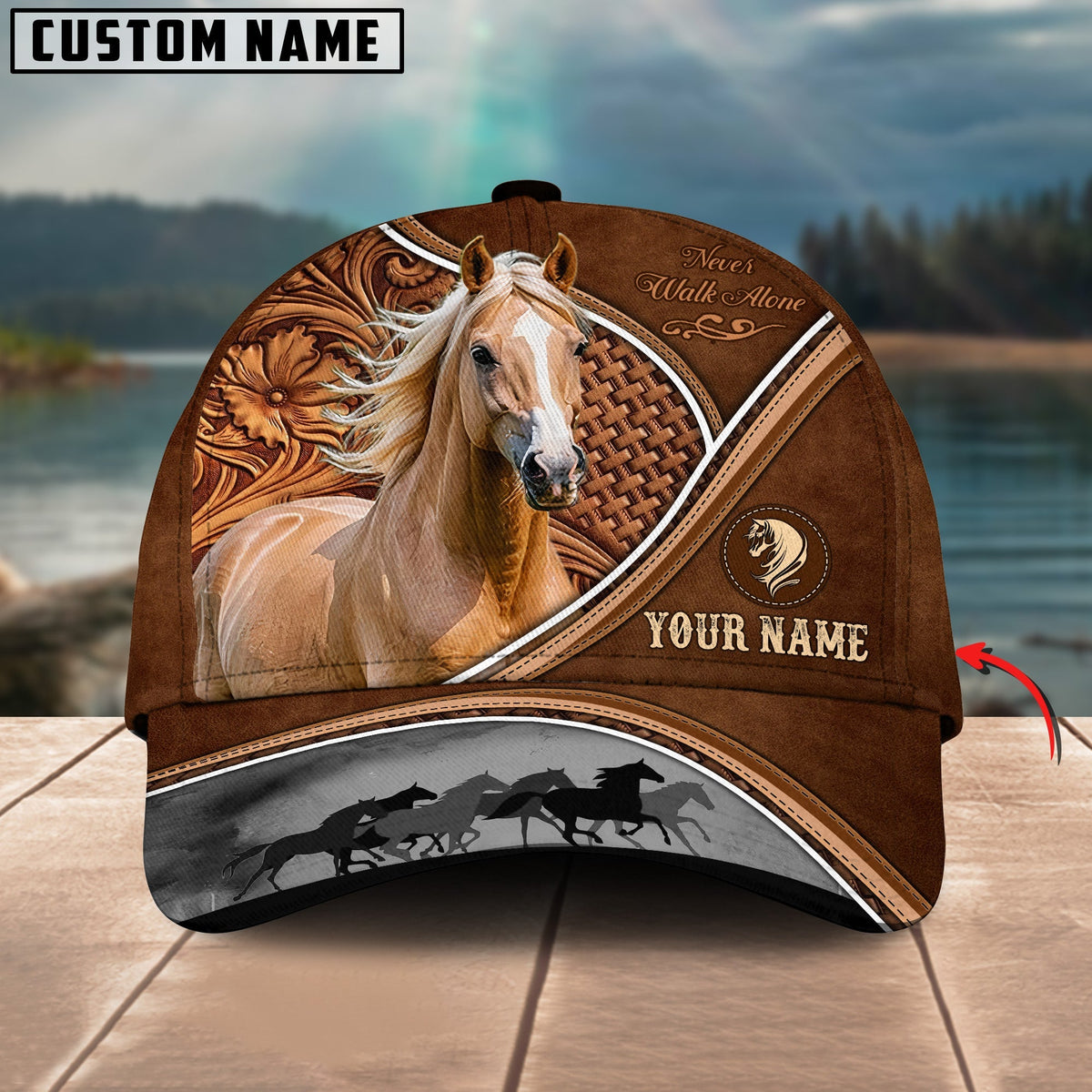 Palomino Horse Never Walk Alone Personalized Name Cap