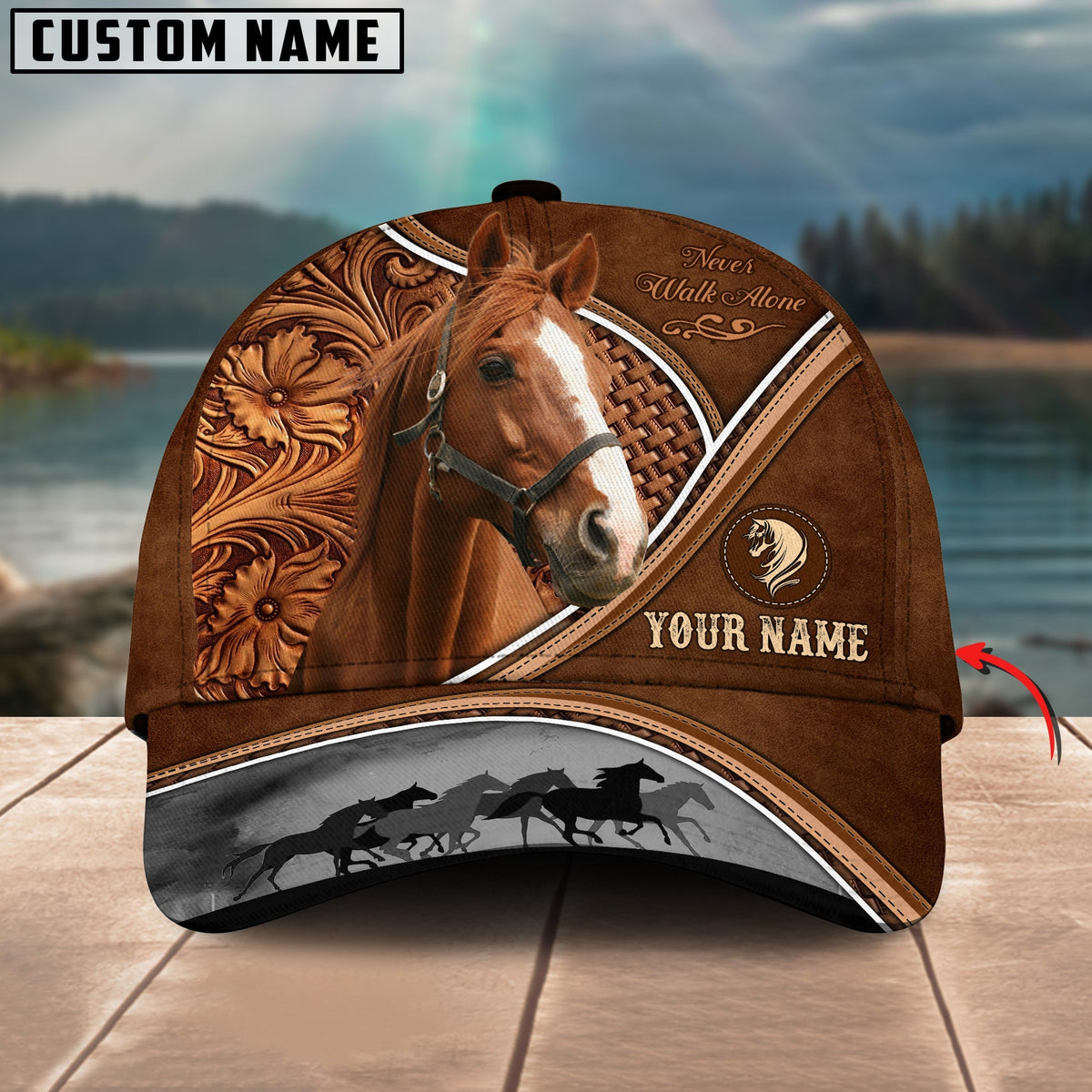 Thoroughbred Horse Never Walk Alone Personalized Name Cap