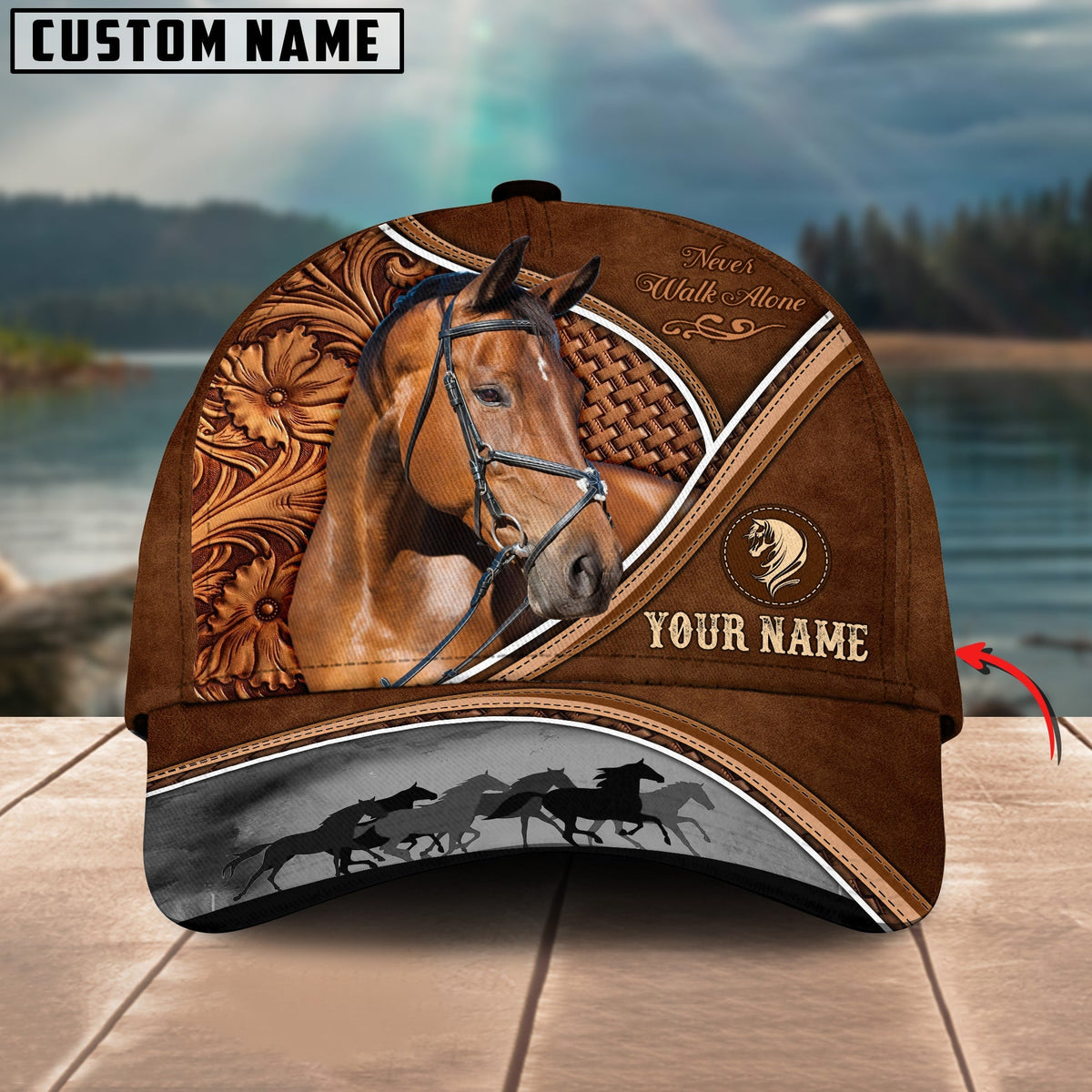Warmblood Horse Never Walk Alone Personalized Name Cap