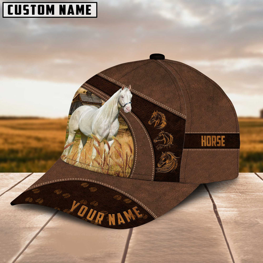 Horse Lovers Leather Pattern Personalized Name Cap